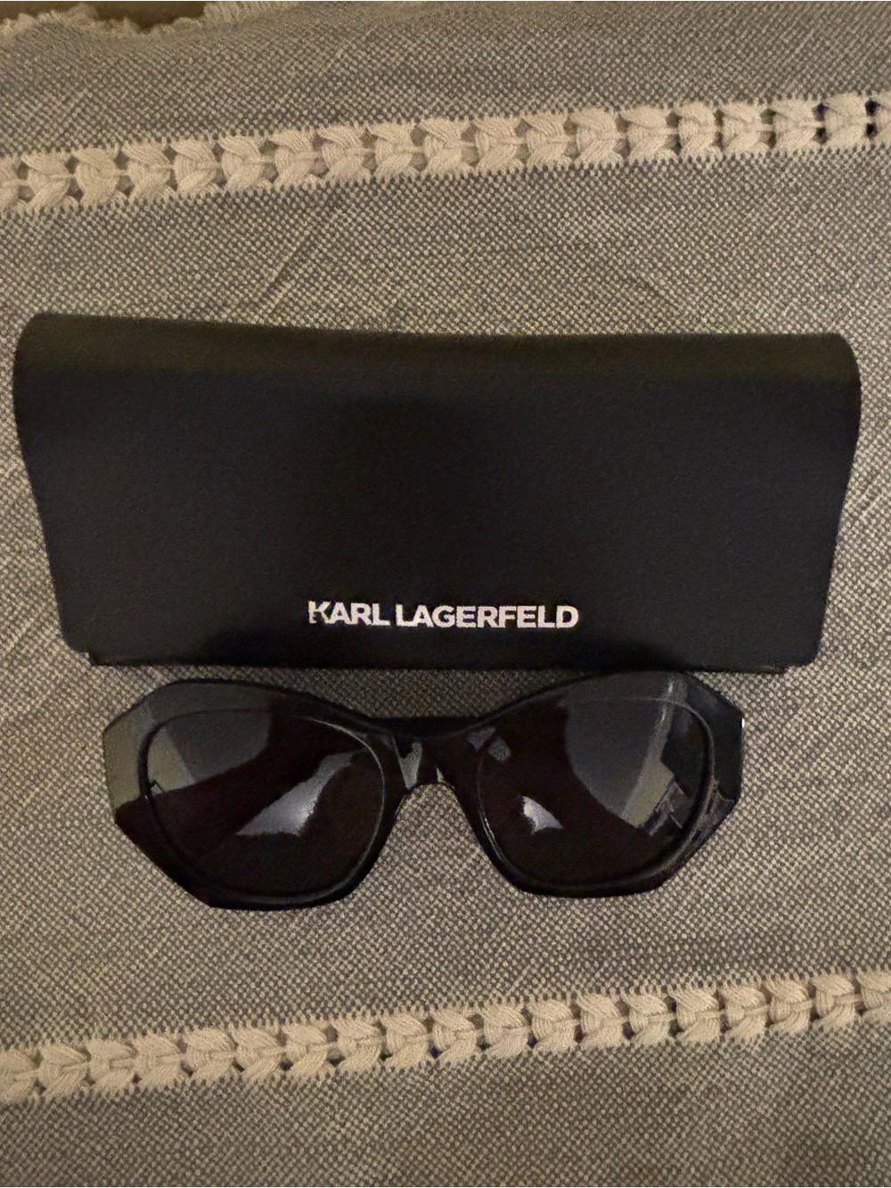 Karl Lagerfeld Women's Black Oversized Cateye Sunglasses